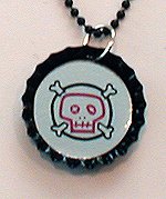 Lasered Mirror Bottle Cap Necklace ABSTRACT SKULL