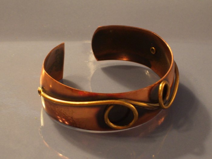 Vintage Copper & Brass Modernist Cuff Bracelet
