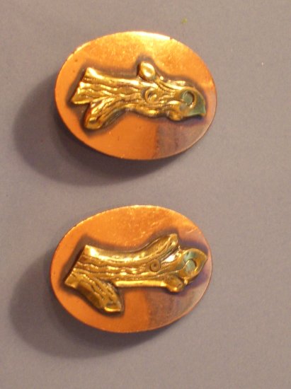 Vintage Copper & Brass Oval Clip Earrings