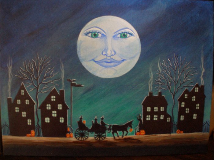 Art Print Halloween Witch Moon