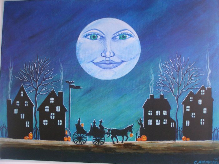 Art print Halloween Witch Moon