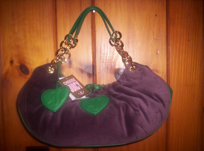 JUICY COUTURE BABY FLUFFY BAG PLUM & GREEN NWT