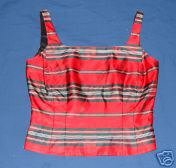 Womens ANN TAYLOR Striped Tank Top sz 6 Silk Christmas Holiday