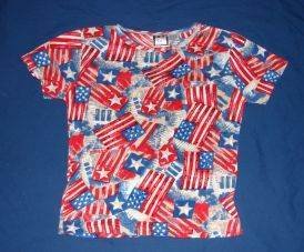 Womens Take Two Patriotic July 4th American Flag Print Shirt S
