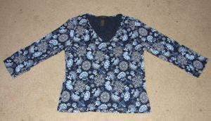 Womens The Limited Stretch Blue Paisley Shirt sz M EUC