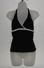 Womens MODA INTL VS Black/White Halter sz S Shelf Bra