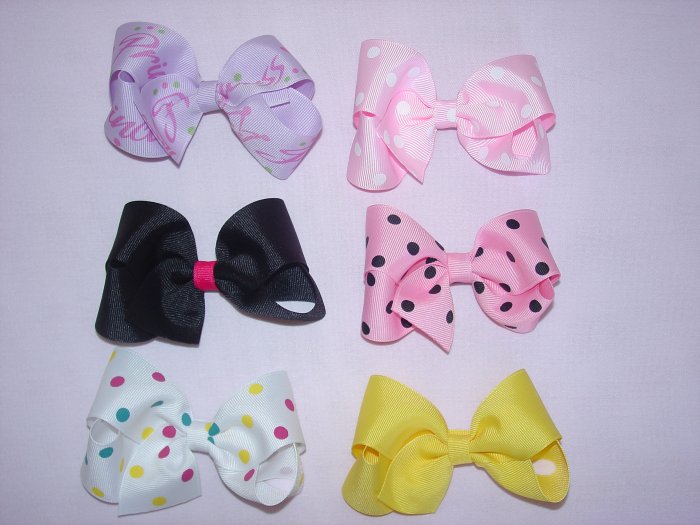 custom made hair bows, set of 6