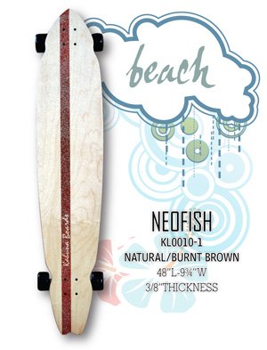 Longboard - NeoFish Tail Beach Board - Natural/Burnt Brown KL0010-1