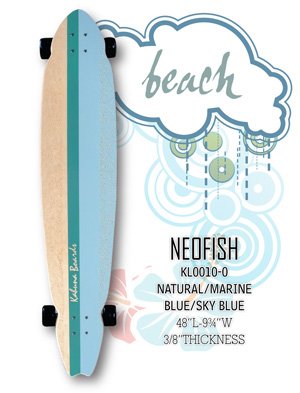 Longboard - NeoFish Tail Beach Board - Natural/Marine Blue/Sky Blue KL0010-0