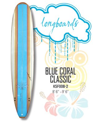 Surfboard - Blue Coral Classic (Longboard) KSF008-2