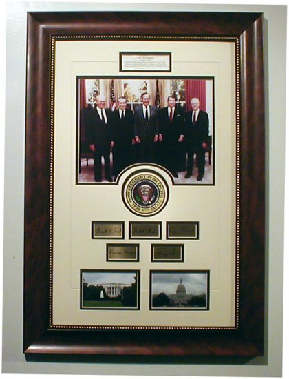 5-Presidents Custom framed Collage with engraved signatures