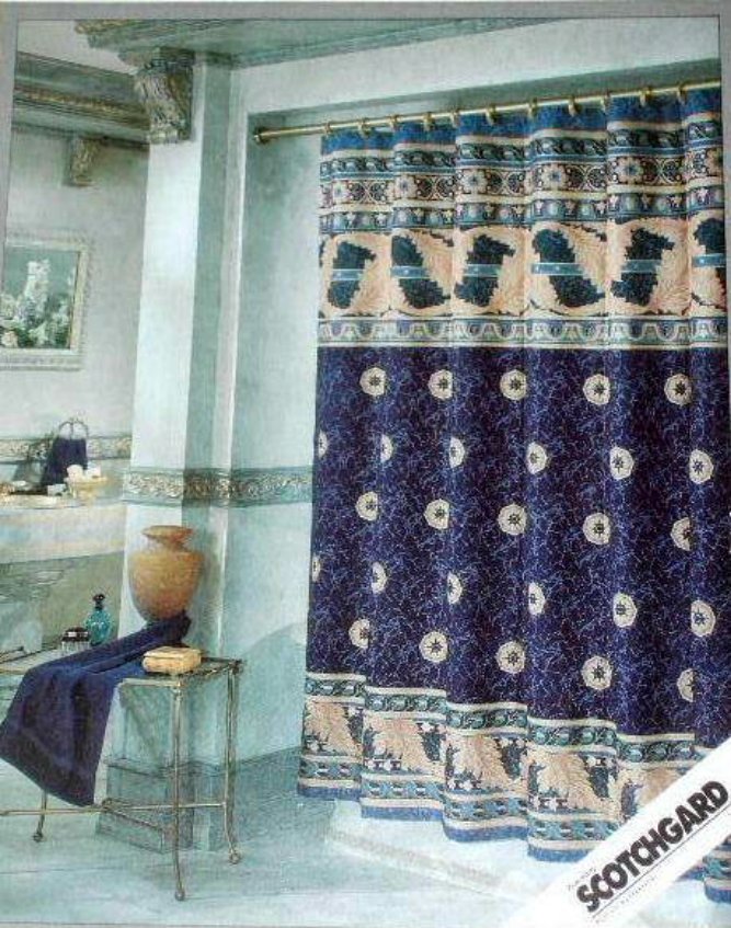 Gothic Marble Fabric Shower Curtain Navy