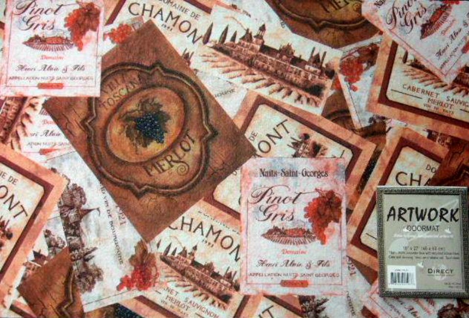 Wine Labels Kitchen Rug Tuscan Door Mat