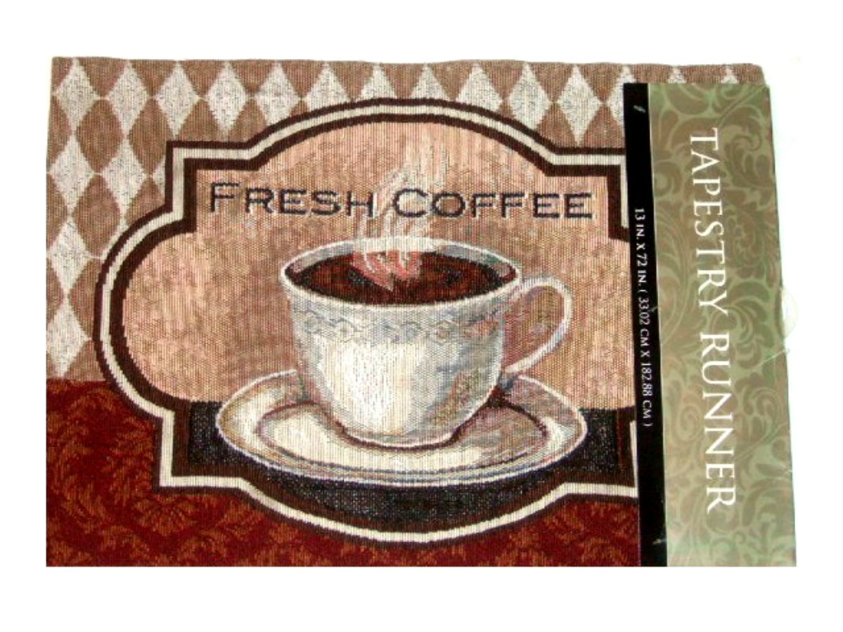 Coffee Cup Tapestry Kitchen Table Runner