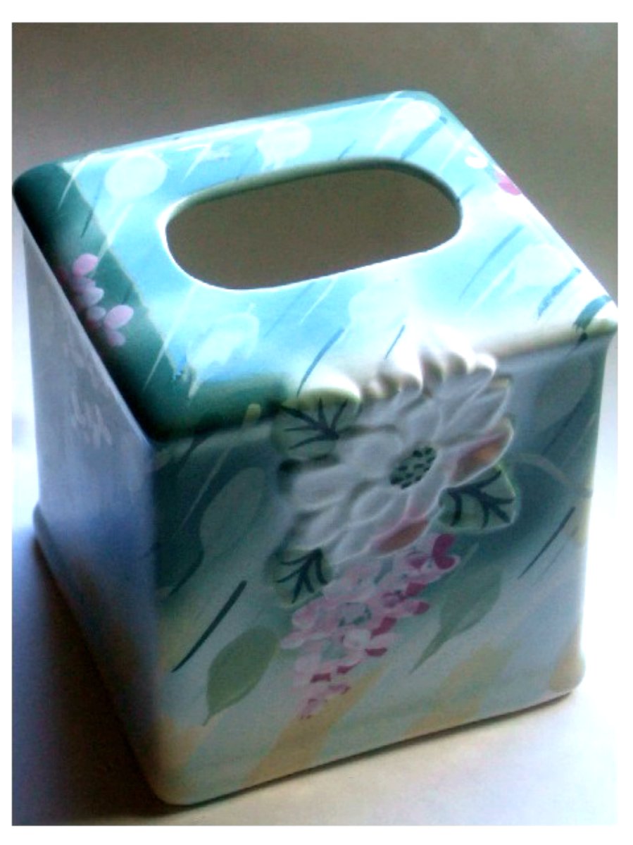 Floral Tissue Box Holder Ceramic