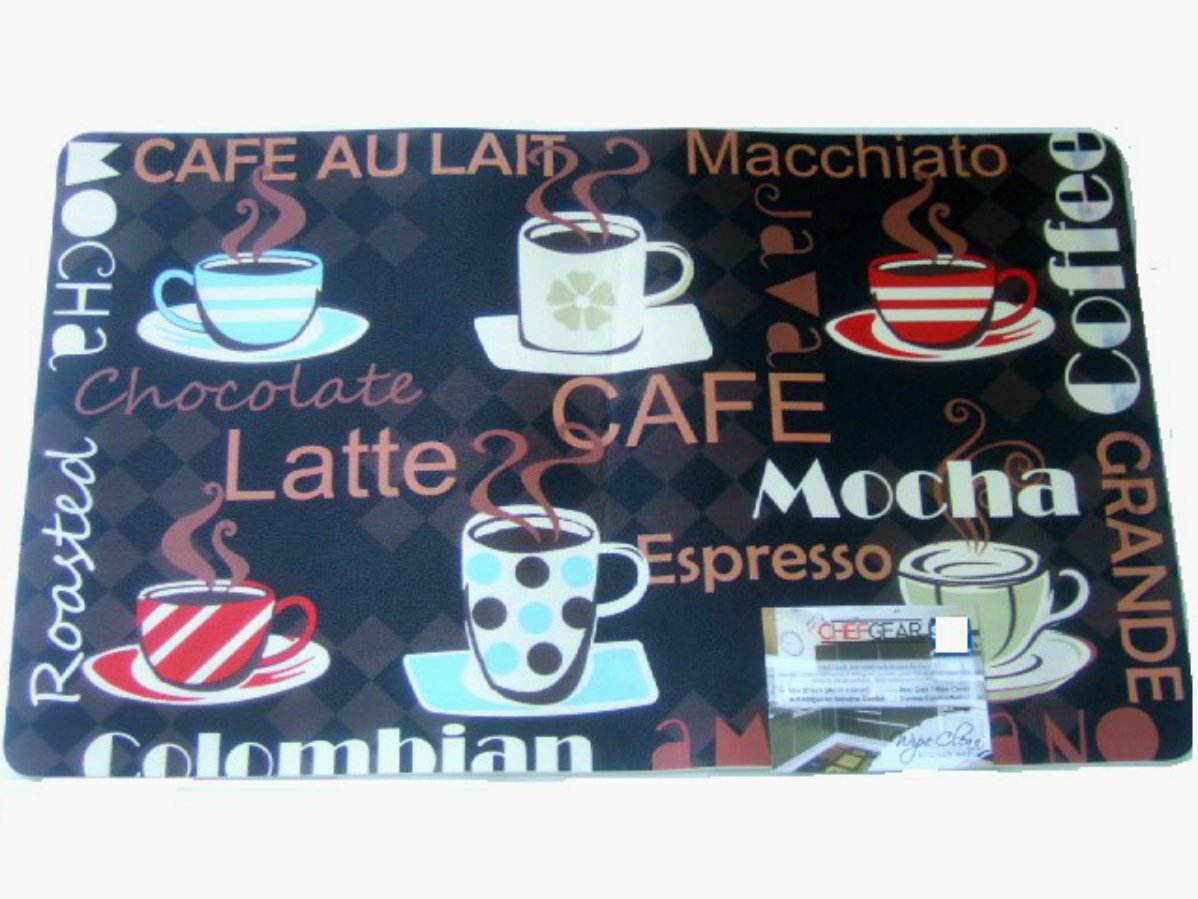 Coffee Cups Kitchen Rug Espresso Latte Mocha Mat