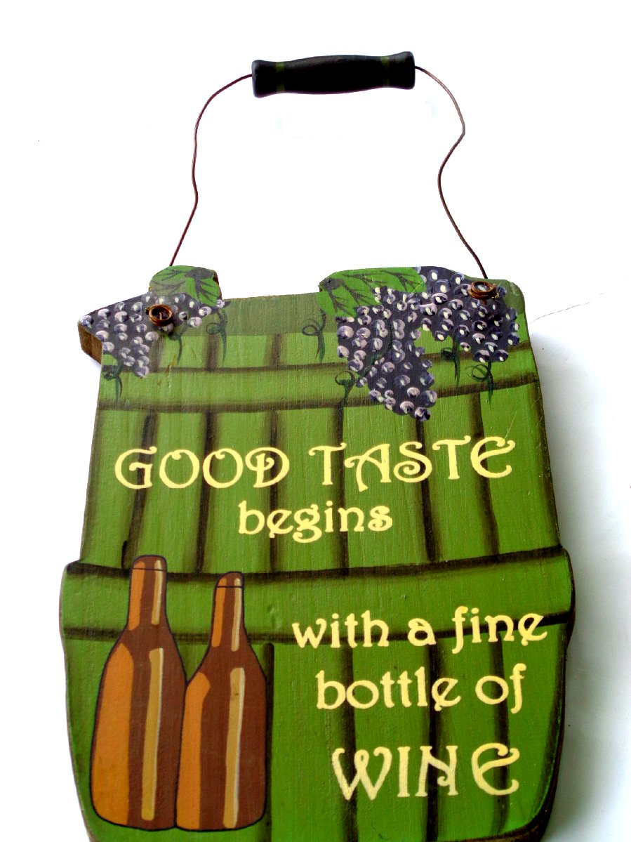 Wine Bottle Grapes Kitchen Bar Sign