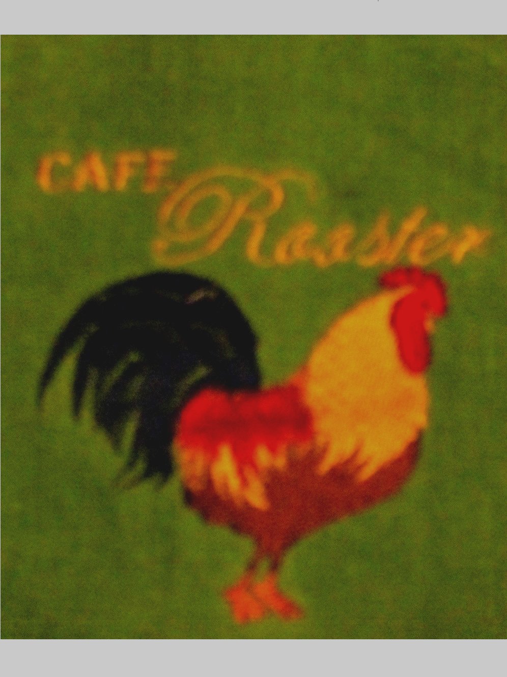 Green Kitchen Towels with Emboidered Roosters Cafe Rooster