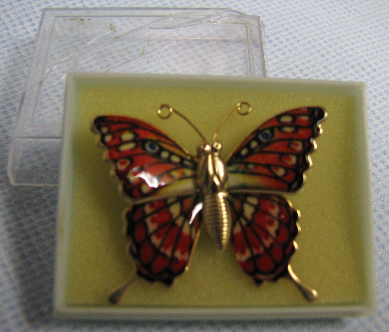 Colorful Butterfly Moth Pin Unique Gold Enamel Brooch