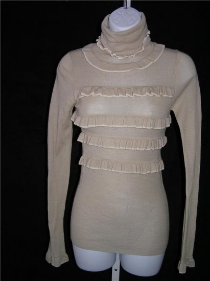 Tevrow Chase Victorian Skivvie Wool Knitted Beige Sweater