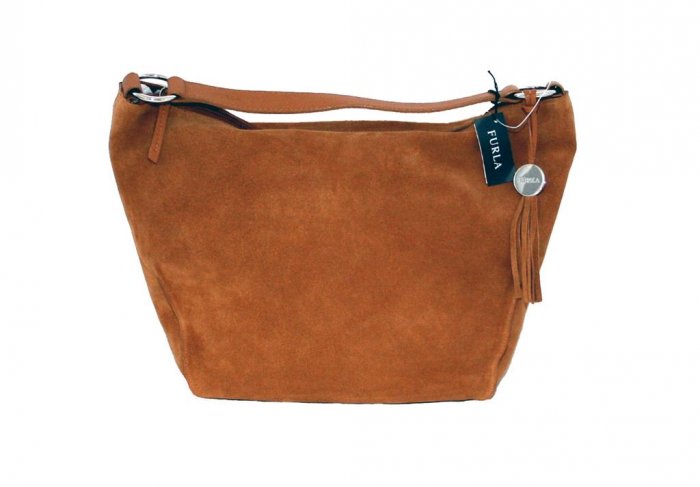 FURLA Hope Medium Noce Suede Hobo Handbag Bag