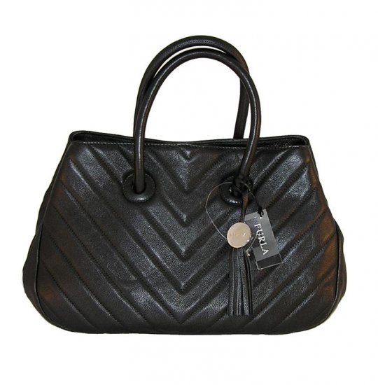 FURLA Giselle Quilted Leather Onyx Tote Handbag