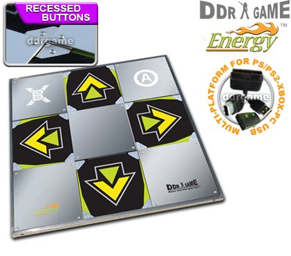 ENERGY metal dance pad with recessed buttons for PS, PS2, Xbox, Wii, PC