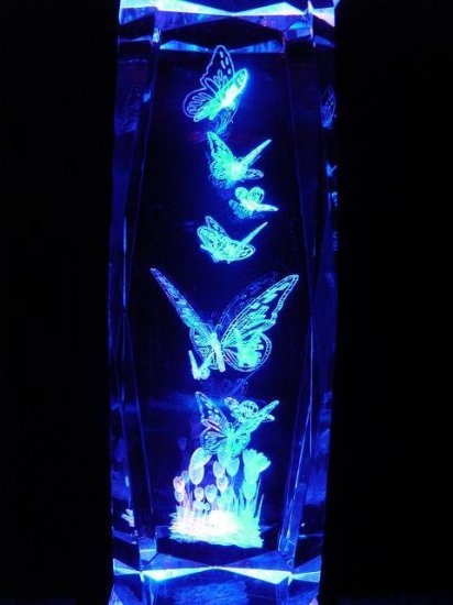 Flying Butterfly Flower 3D Large Laser Crystal /Led Stand