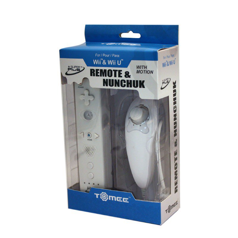 Wii Tomee Remote & Nunchuk Super + Pack for Wii or Wii U (White)