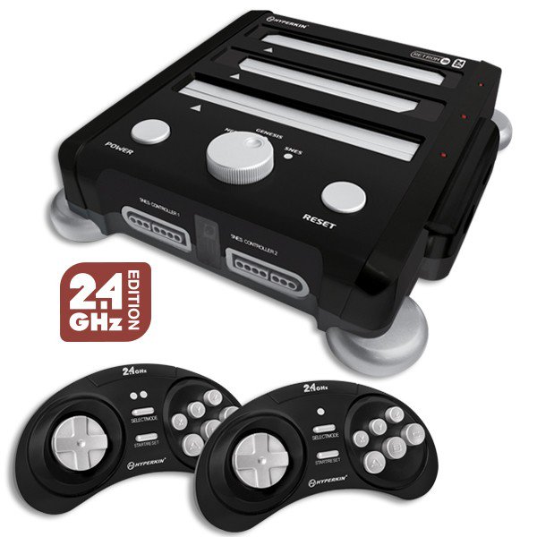Black Retron 3 3in1 Video Game System for NES, SNES and Genesis games