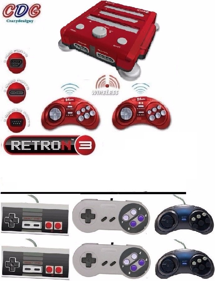 Retron 3 NES/SNES/Sega Genesis Game System+ Wired 2xNES,2xSNES,2xGenesis Control