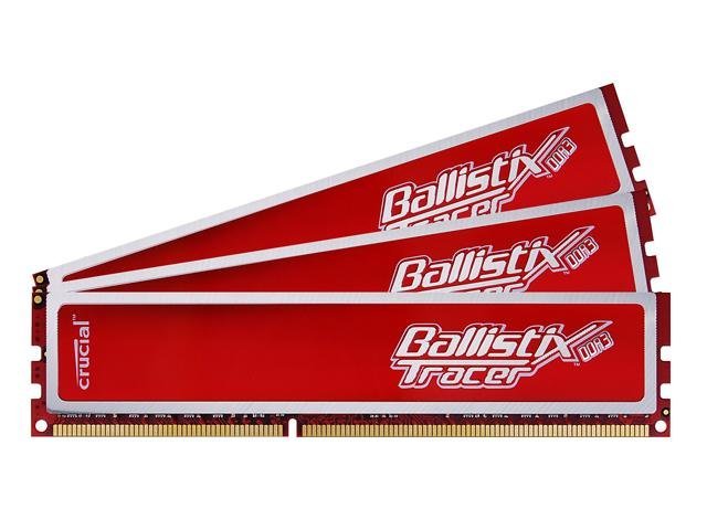 *NEW* CRUCIAL BALLISTIX 6GB (3x2GB) RED TRACER with LEDs DDR3 1600 (PC3-12800) - WORLDWIDE SHIP!