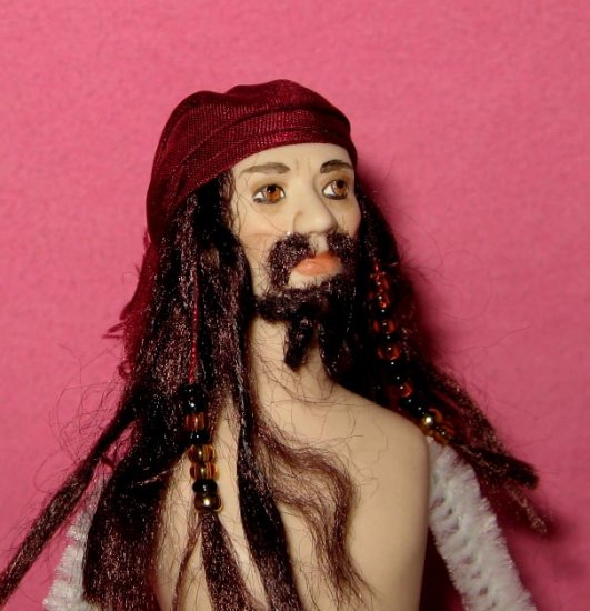 miniature porcelain dollhouse doll Jack Sparrow pirate Johnny Depp