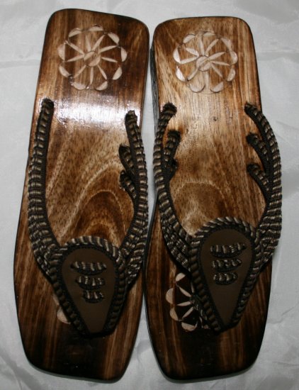 Hand carved Ladies Wooden Sandals Size 9
