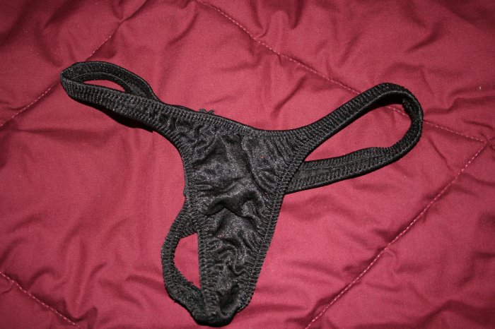 Butterfly applique thong black