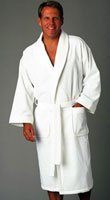 Cypress Terry Velour Shawl Bathrobe OSFA White Only (10603H)