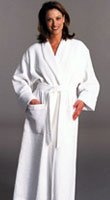 Cypress Terry-Lined Puffy Waffle Shawl Robe White--OSFA