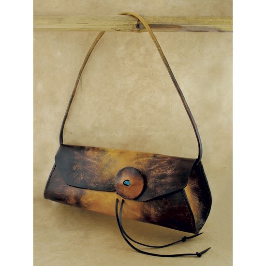 Brown and Yellow Tie Dye Leather Purse
