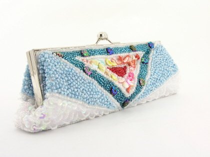 White Beaded Sequined Purse