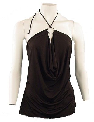 Trendy Black Keyring Halter Top Sz 3X-Large