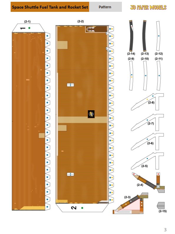 Space Shuttle Fuel Tank And Rocket Set D Paper Model Papercraft Space