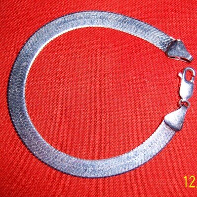 Sterling Silver Herringbone Bracelet Heavy Italy Jewelry