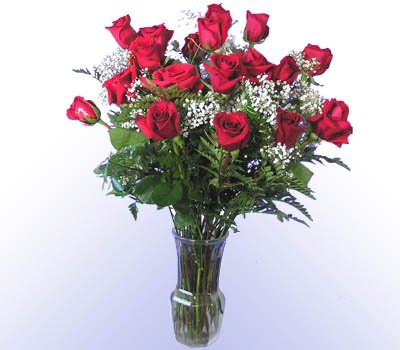 18 Red Rose Bouquet with Vase