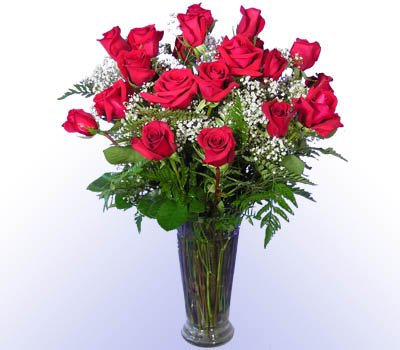 24 Red Roses with Vase