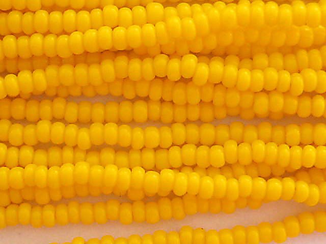 11/0 CZECH GLASS SEED BEADS OPAQUE DARK YELLOW 1 HANK