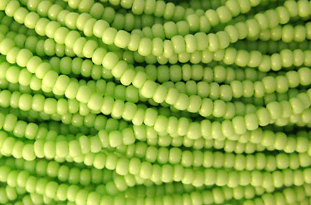 11/0 CZECH GLASS SEED BEADS OPAQUE LIME GREEN 1 HANK