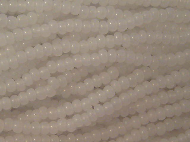 11/0 CZECH GLASS SEED BEADS TRANSPARENT OPAL WHITE 1 HANK