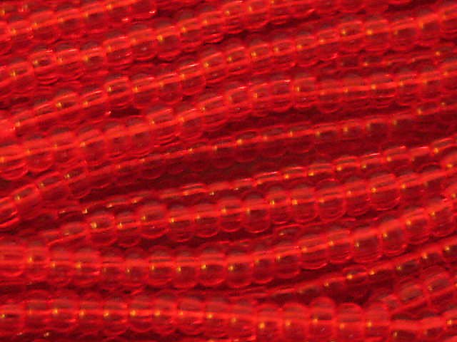 11/0 CZECH GLASS SEED BEADS TRANSPARENT DARK ORANGE 1 HANK