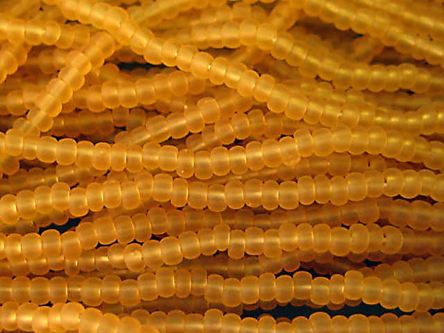 11/0 CZECH GLASS SEED BEADS TRANSPARENT LIGHT TOPAZ MATTE 1 HANK