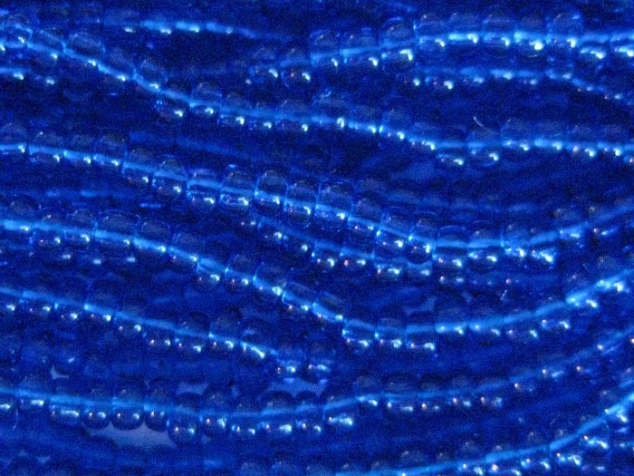 11/0 CZECH GLASS SEED BEADS TRANSPARENT CAPRI BLUE 1 HANK